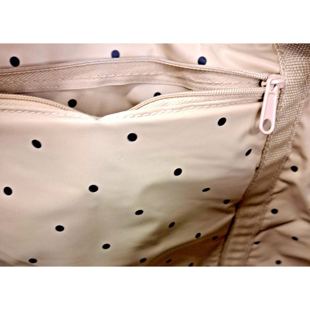 Enfamil Lipil Diaper Bag Black Tan Polka Dot Lining Infant Formula Pocket 14x9x5